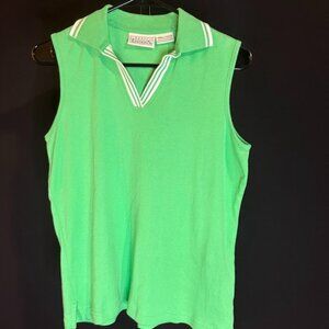 Basic Editions Green Sleeveless Polo